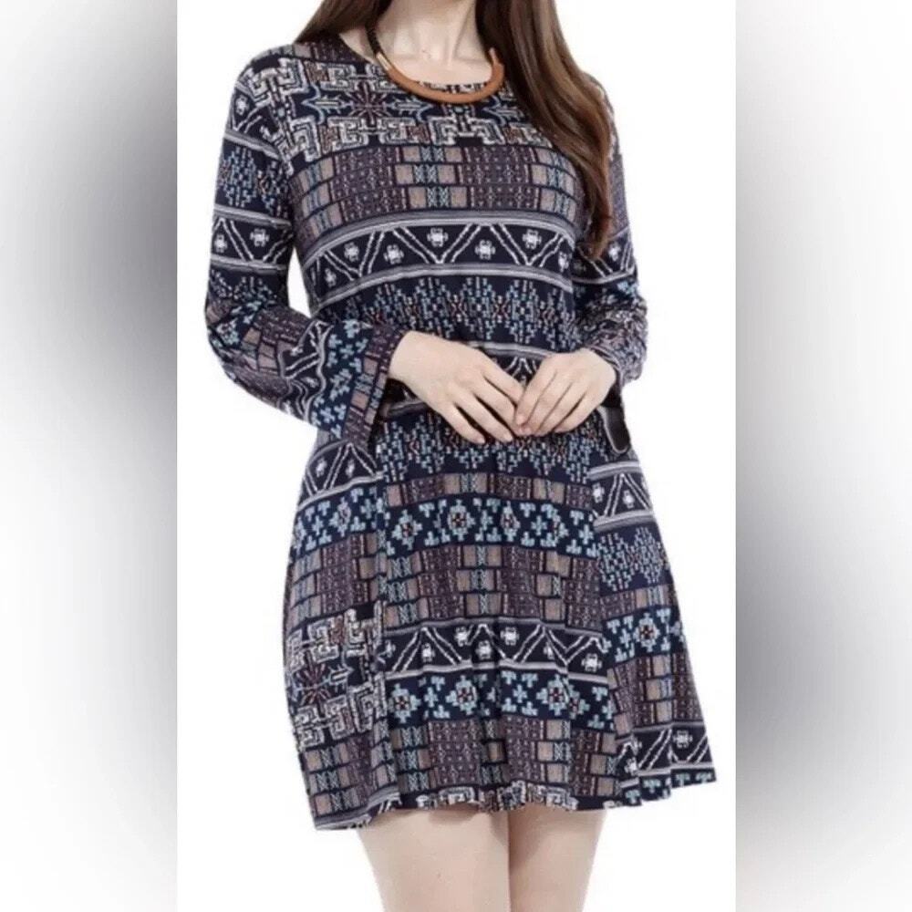 Misa Los Angeles Plus Size Dress Geometric Aztec Print** See Description
